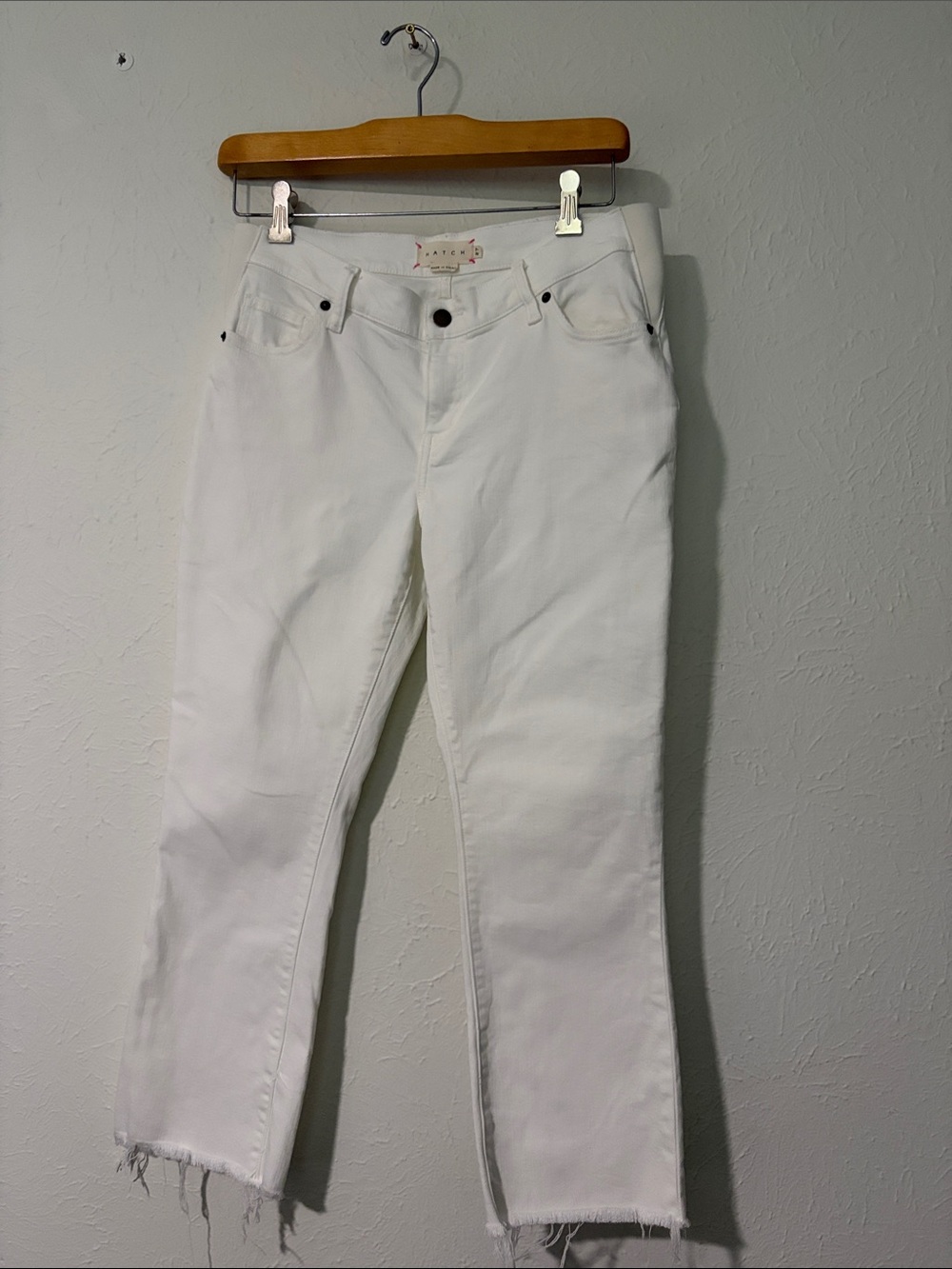 Hatch The Crop Under Belly Kick Flare Crop White Maternity Jeans Size 27